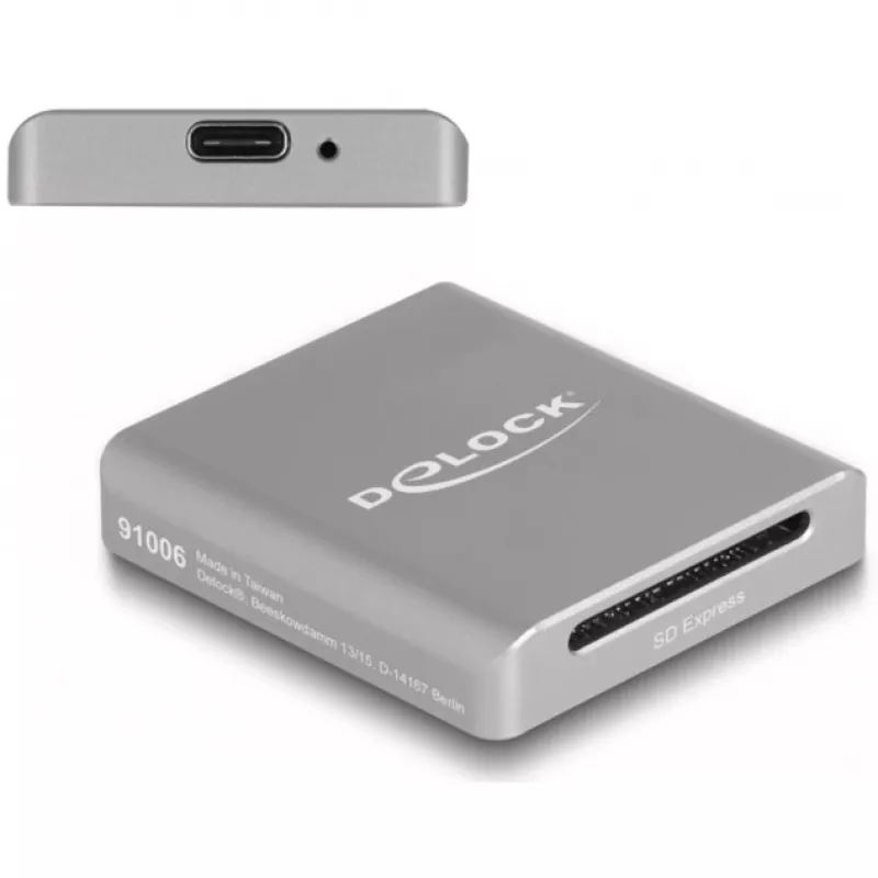 DeLOCK 91006 SD kortelių skaitytuvas pilkas USB Type-C 10000 Mbit/s