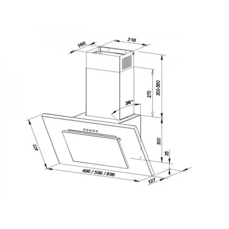 Kaminkraštinis gartraukis MAAN Vertical PG 60 — 59,6 cm, baltas, 320 m³/h, 3 greičiai, LED apšvietimas