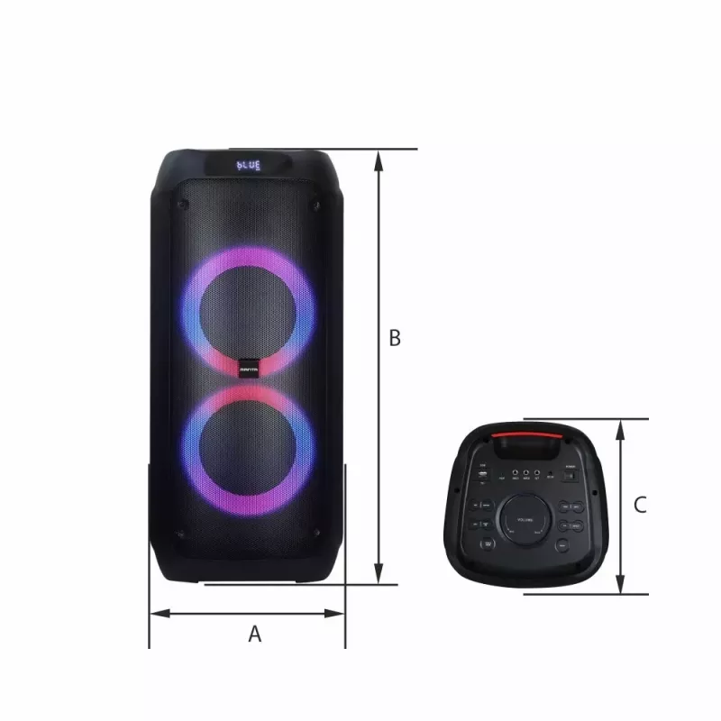 Nešiojamas garsiakalbis MANTA ATTIS SPK0802 120W, Bluetooth, laidinis įėjimas, įkraunamas, FM, LED lemputės
