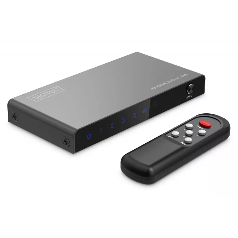 Digitus 4K HDMI jungiklis 3x1 juodas metalinis 18 Gbit/s