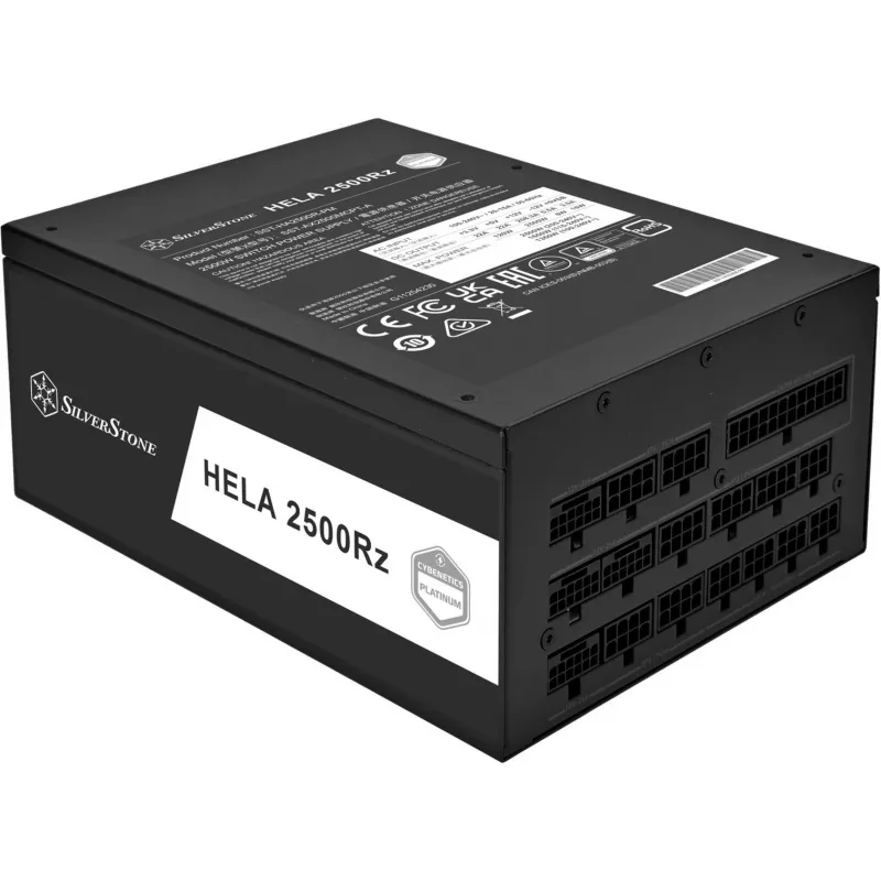 Maitinimo blokas HELA 2500R, juodas, 4x 12 kontaktų aukštos galios GPU, 7x PCIe, kabelių valdymas, 2500 W