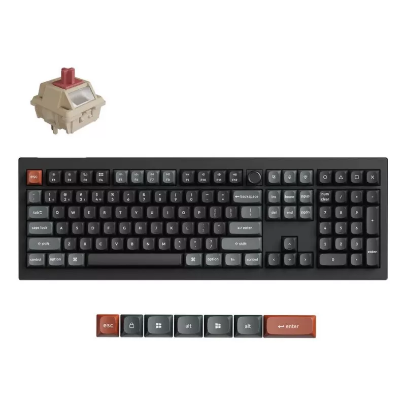 Mechaninė pilno dydžio (100 %) klaviatūra Keychron V6 Ultra 8K – QWERTY, Bluetooth, RGB LED, juoda