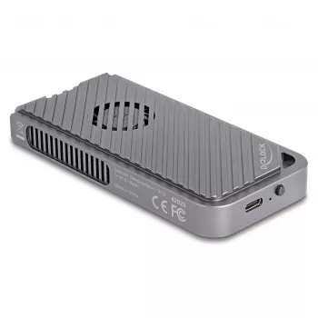 Dėklas SSD DeLOCK 42025 1 x M.2 (PCIe, USB4 Gen4, USB-C) pilkas, aliuminis