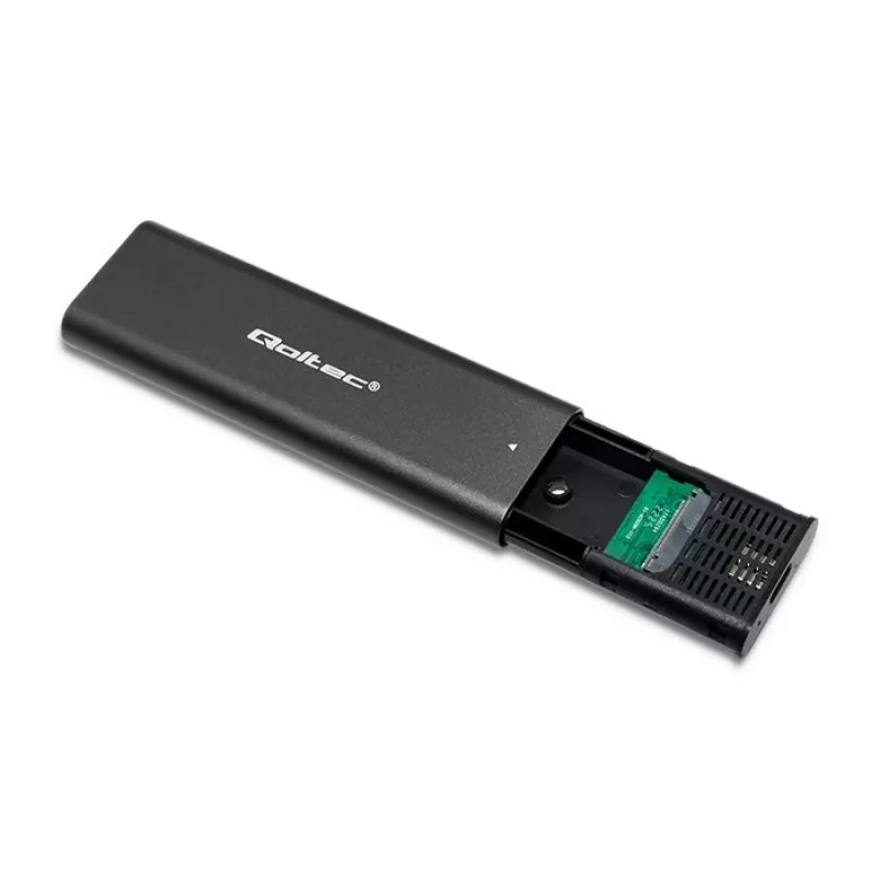 Qoltec 50312 M.2 NVMe SSD dėžutė, USB Type-C, juodos spalvos