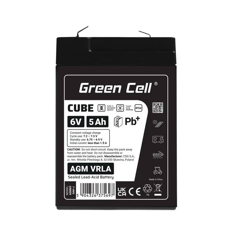 Green Cell AGM6V5AH-J akumuliatorius 6 V 5 Ah švino rūgšties