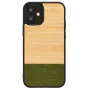 Dėklas iPhone 12 mini iš bambuko ir polikarbonato – Bamboo Forest juodas