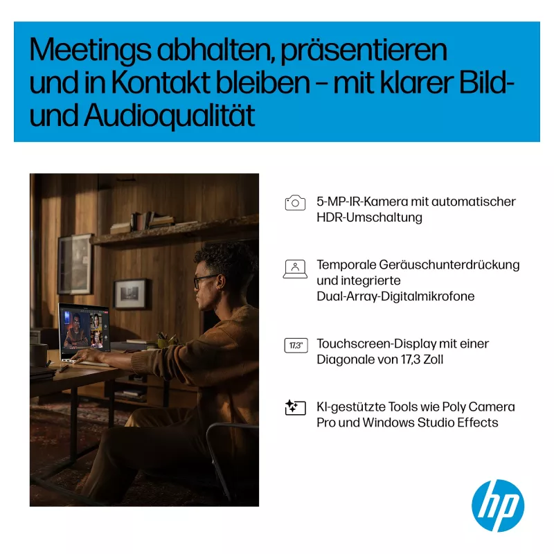 HP OmniBook 7 Next Gen AI nešiojamas kompiuteris 17-dc0074ng - Intel Core Ultra 7 258V / 2.2 GHz - Win 11 Pro - Intel Arc Graphics 140V - 32 GB RAM - 1 TB SSD NVMe - 43,9 cm (17,3 inch) (CV1J6EA#ABD)