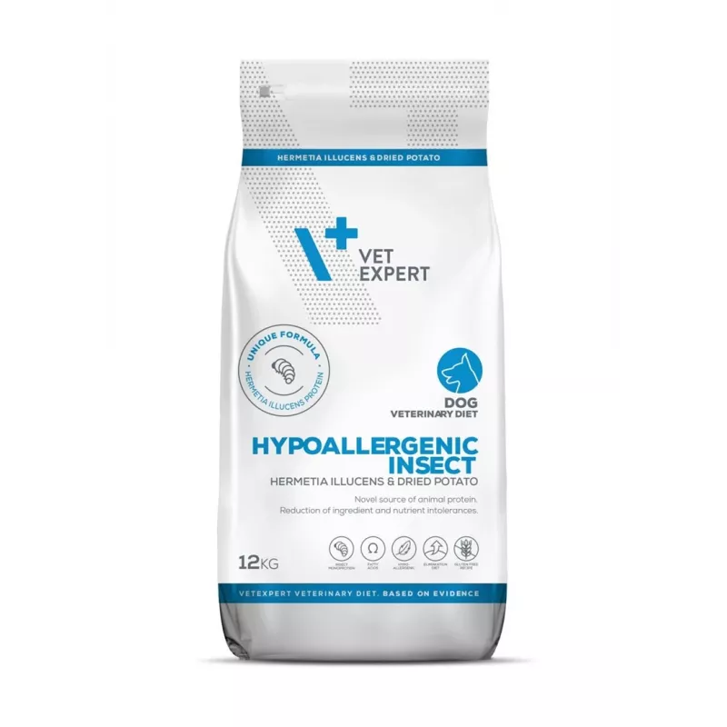 VET EXPERT Veterinary Diet Hypoallergenic Insect Dog - sausas šunų ėdalas - 12 kg