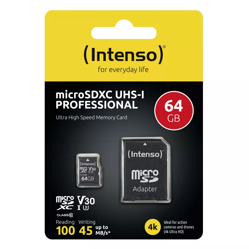 Intenso 64GB MicroSDXC UHS-I Class 10 atminties kortelė 3433490