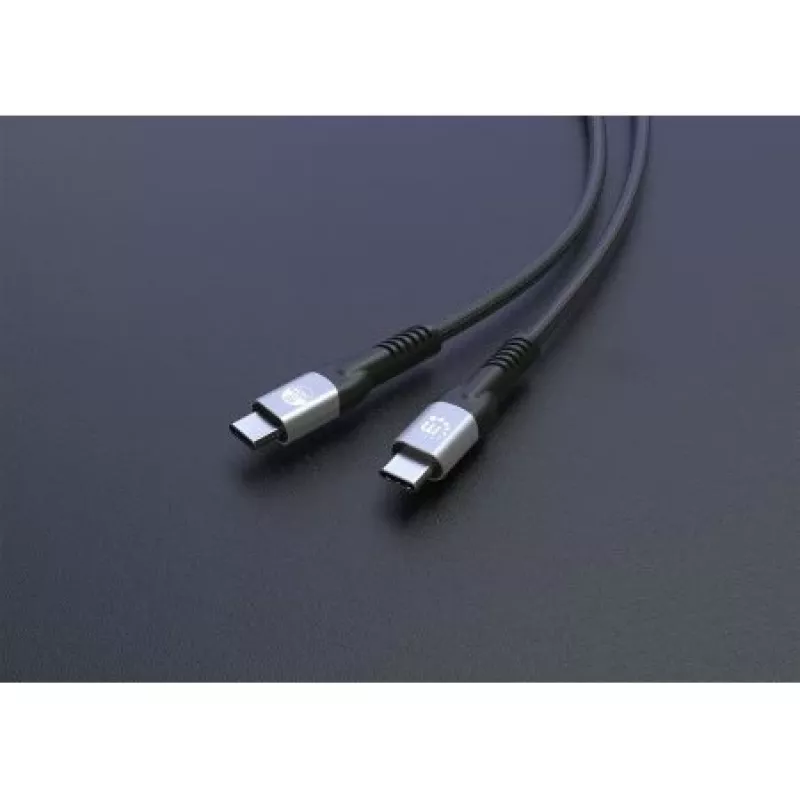 Manhattan Fast USB-C į USB-C laidas (240W), 1 m, 240W nešiojamojo kompiuterio įkrovimas + didelės spartos duomenys ir vaizdas, veikia su VISIEMS nešiojamiesiems (reikalingas papildomas USB-C 240W sieninis įkroviklis), 40 Gbps itin greiti perkėlimai, juoda