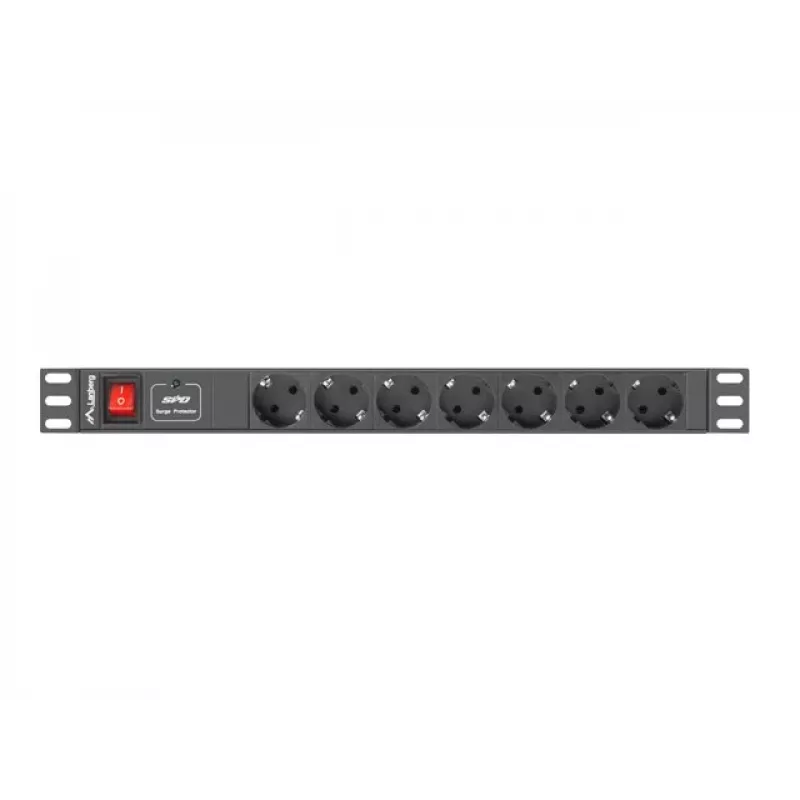 Lanberg PDU-07F-0200-IEC-BK Maitinimo skirstytuvas 19 colių 1U 10A 2m 7x Schuko lizdų