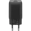 USB-C greitasis įkroviklis Nano, PD, GaN, 65 W, USB-C pintas laidas (juodas, 1x USB-A, 2x USB-C PD, Quick Charge 3.0, 1 m laidas)