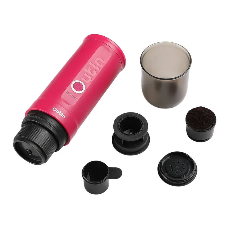 Nešiojamas espreso aparatas OUTIN Outin Nano juodas, rožinis — 20 barų, maltai kavai, 7500 mAh baterija, 670 g
