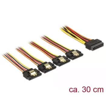SATA maitinimo kabelis DeLOCK 60157 0,3 m SATA 15 kontaktų 4 x SATA 15 kontaktų įvairiaspalvis
