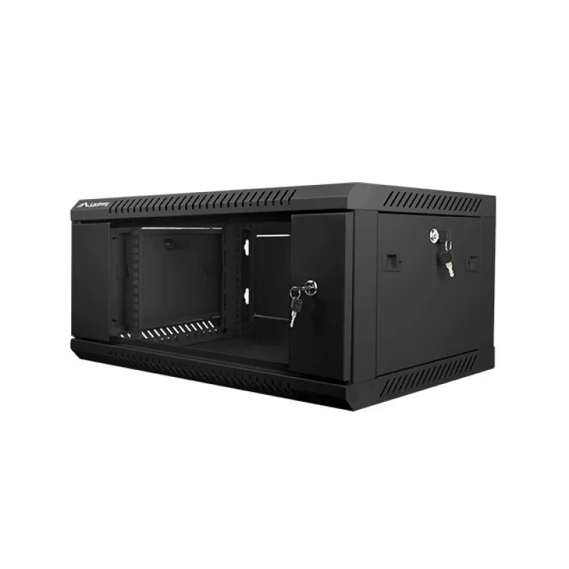 Sieninis stelažas LANBERG WF01-6404-10B 4U 19 colių 600×450×285 mm IP20 juodas, 60 kg talpa