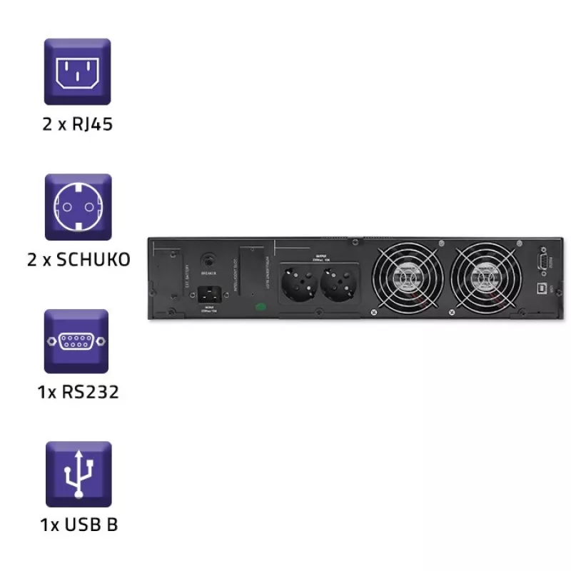 Nepertraukiamo maitinimo šaltinis QOLTEC 53946 Line Interactive 2 kVA