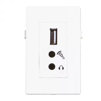Garbot BN4900-USB A+2XJ USB 2.0 + 2x Mini Jack modulis, baltas, 20 cm