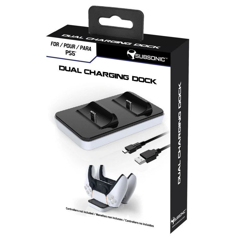 Įkrovimo stotelė SUBSONIC SA5608 dviems PS5 valdikliams su greituoju įkrovimu ir LED indikatoriais