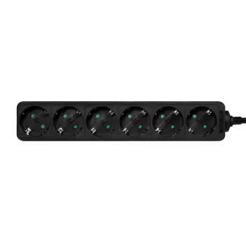 Prailginimo laidas LogiLink LPS238B 1,5 m 6 lizdų juodas