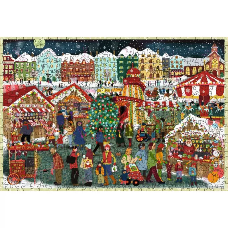 Ravensburger Wooden Puzzle Christmas Market – 500 dalių medinis dėlionė