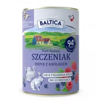 BALTICA regional flavours Šuniukų ėdalas šlapias su kalakutiena ir triušiena – 400 g