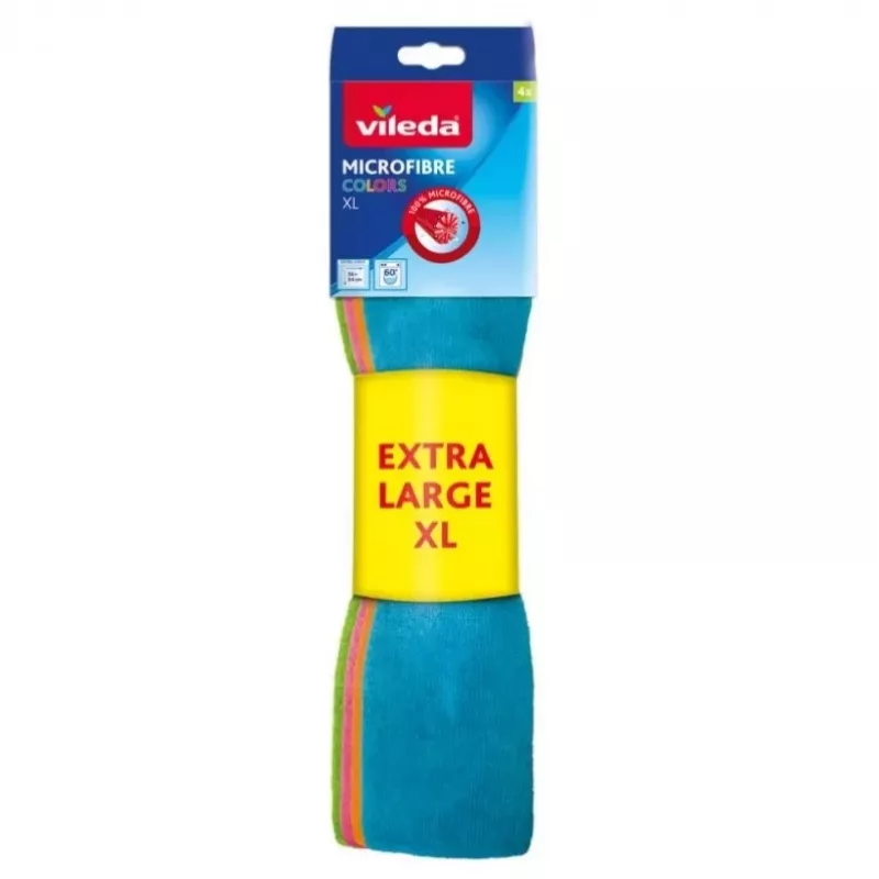Valymo šluostė Vileda Microfibre Cloth Spalvota ypač didelė 4 vnt