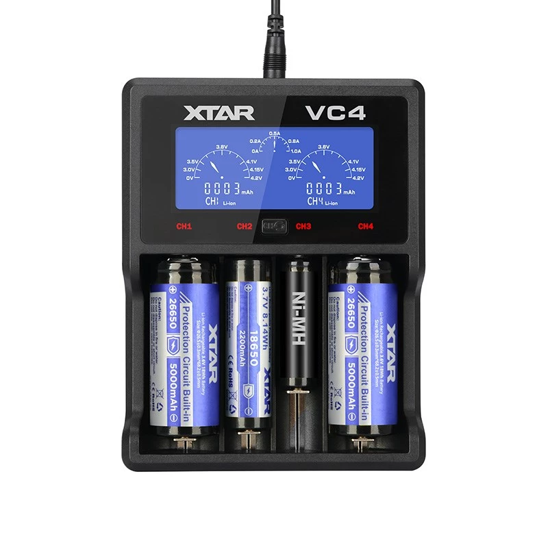 XTAR VC4 Įkroviklis buitinėms baterijoms USB