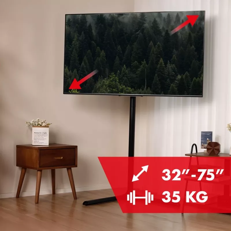 Prie grindų TV stovas MACLEAN MC-494 32–70 colių, VESA iki 400×400 mm, maks. 40 kg, pakreipimas 70°