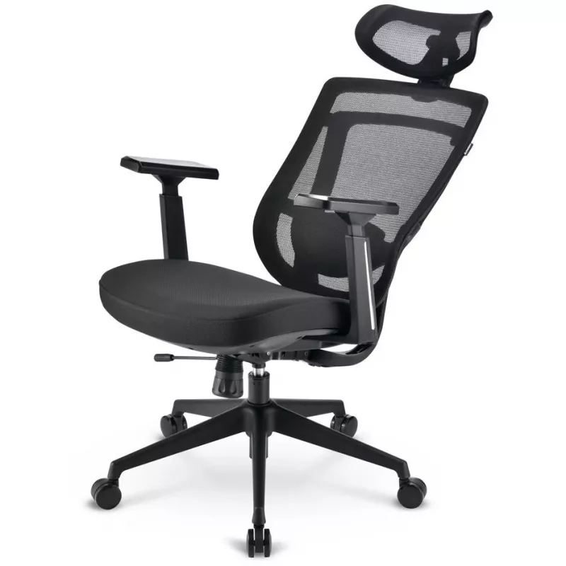 Biuro kėdė Sharkoon OfficePal C20, paminkštinta sėdynė, tinklinis atlošas, juoda