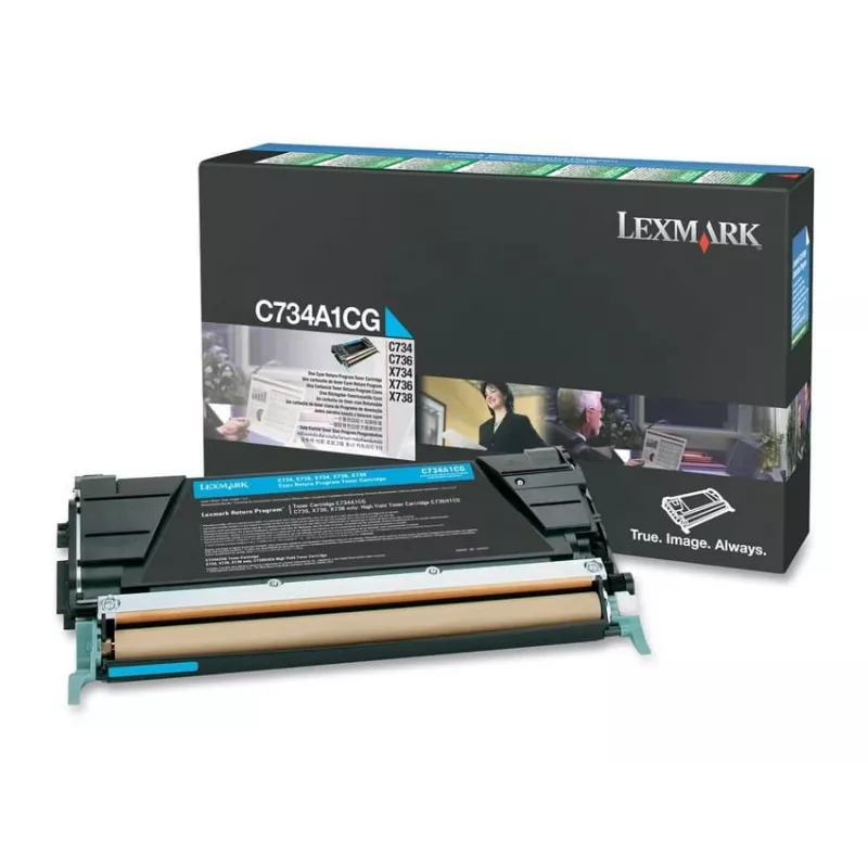 Originalus Lexmark C734A1CG žalsvai mėlynas dažų kasetė