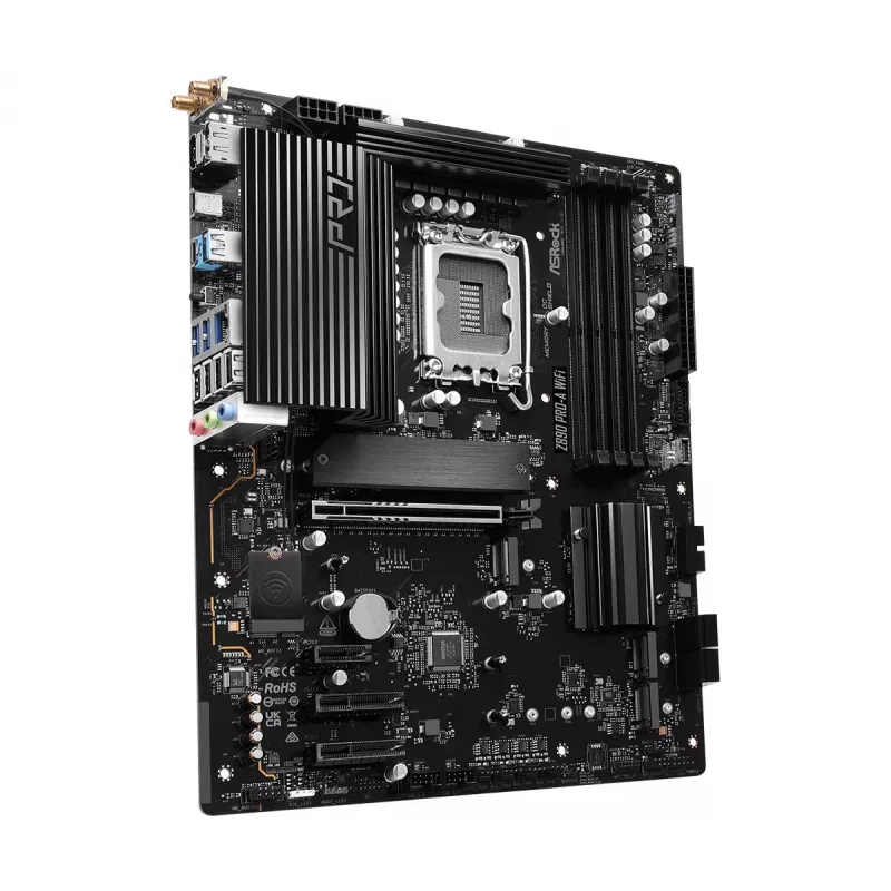 Motininė plokštė ASRock Z890 Pro-A WiFi — Intel Z890, LGA 1851, ATX, DDR5, 4x DIMM, 256GB, Wi‑Fi 6E, 2.5Gb LAN