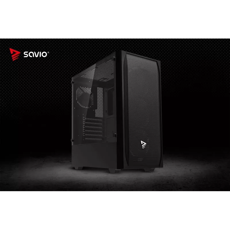 PC korpusas SAVIO Noctis Flow – Cube Mini-ITX/Micro-ATX/ATX, 3x120mm priekyje, 1x120mm gale, 2x3.5 colio + 3x2.5 colio vietos, grūdintas stiklas
