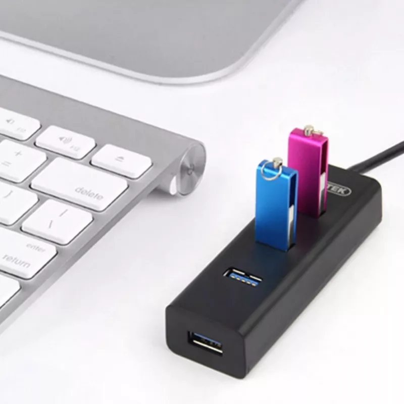 UNITEK Y-3089 USB 3.2 Gen 1 Type-A išplėtimo šakotuvas, 4 prievadai, 5000 Mbit/s, juodas