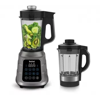 Stalo blenderis Tefal BL985A31 — 1300 W, 1,75 L stiklinis ąsotis + 2 L Tritan ąsotis, Trip'Ax 6 sparnų nerūdijančio plieno peiliai, vakuuminis maišymas