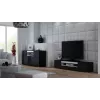 TV stovas cama meble VIVA 180 – 1800×400×370 mm, juodas viršus, juodas rėmas, balti akcentai