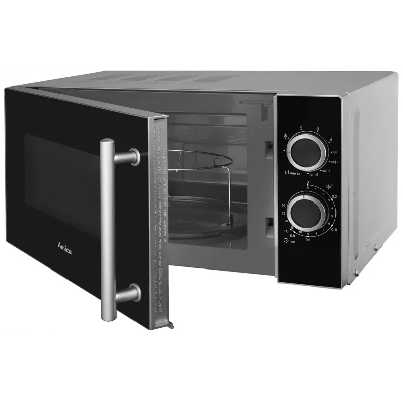 Amica AMGF20M1GS mikrobangų krosnelė su griliu, 20 L, 700 W, juoda/sidabrinė