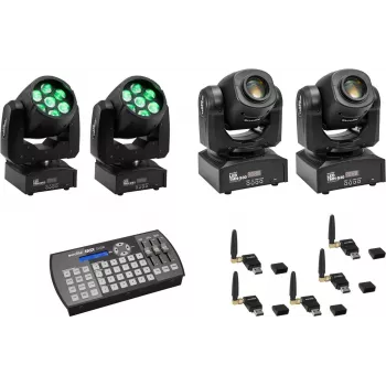 LED rinkinys EUROLITE TMH-W63 TMH-S30 USB QuickDMX Easy Show — DMX valdomi LED wash ir spot prožektoriai
