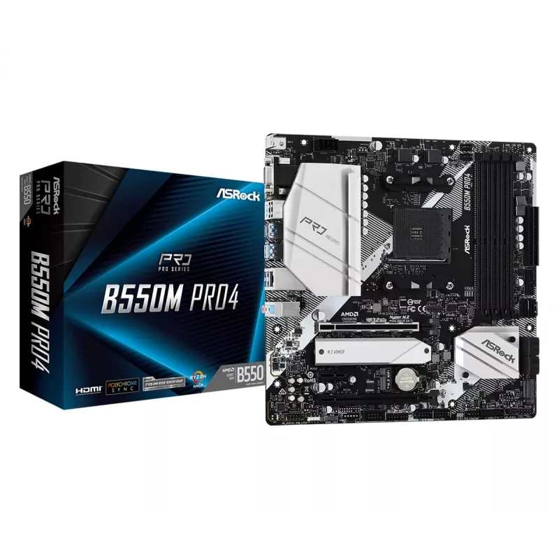 ASRock B550M Pro4 pagrindinė plokštė AM4 Micro-ATX