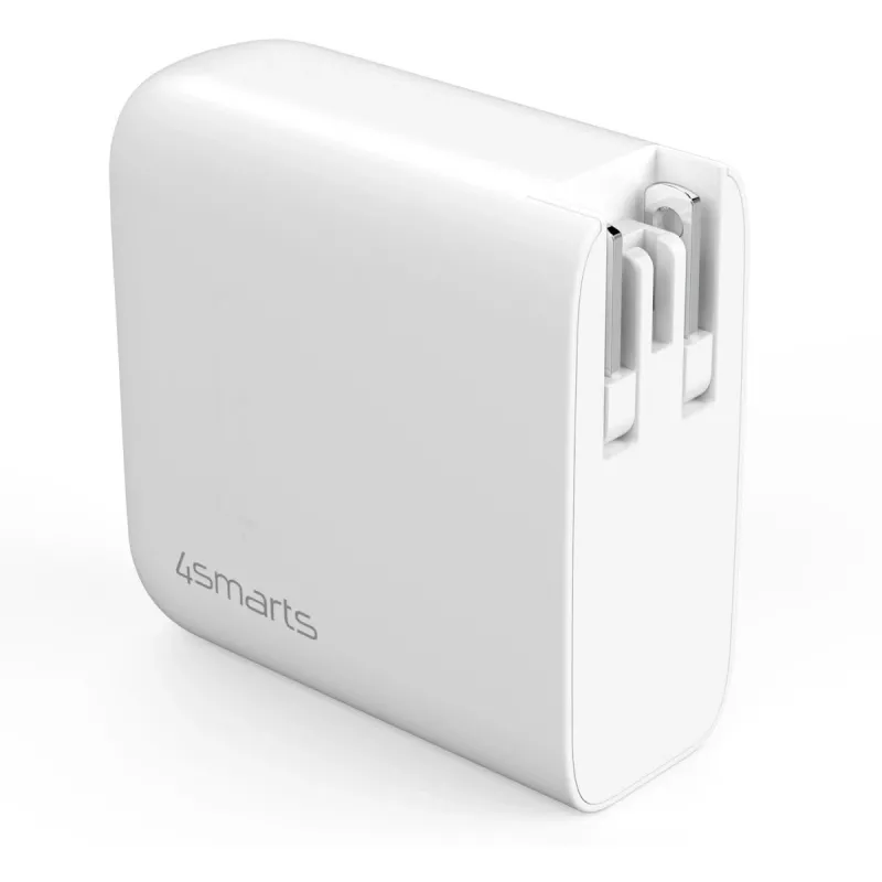 4smarts GaN Flex Universal baltas sieninis įkroviklis 65W 2xUSB-C + 1xUSB-A