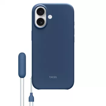 Dėklas su atrama iPhone 17 Apple Beats — MagSafe, fotoaparato valdymas, polikarbonatas/mikropluoštas, mėlyna, tinka 6,3 colio