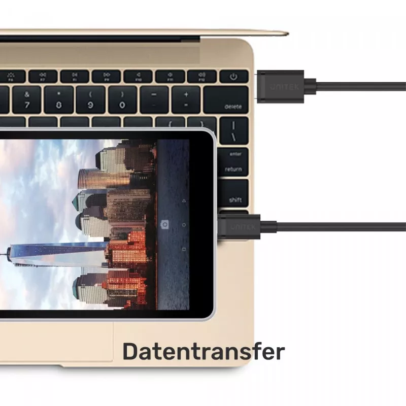 USB-C į USB-A duomenų ir įkrovimo laidas Unitek C14067BK 1,5 m, juodas, USB-C (vyriškas) į USB-A (vyriškas)