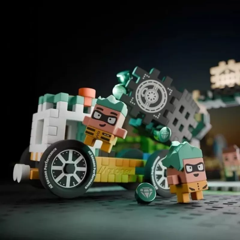 MARIOINEX Mini Waffle City Bank Robbery Konstruktorius, 148 detalių