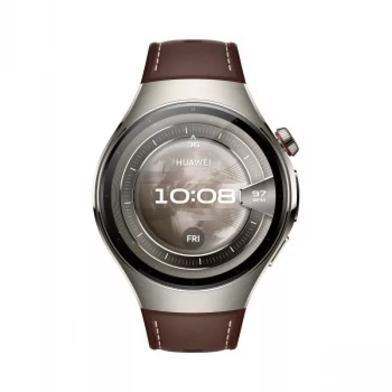 Išmanusis laikrodis HUAWEI WATCH 5 Classic 46 mm, sidabrinis korpusas, ruda juosta