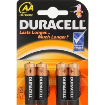 Vienkartinė šarminė baterija Duracell AA LR6 1,5 V, pakuotė po 4 vnt.