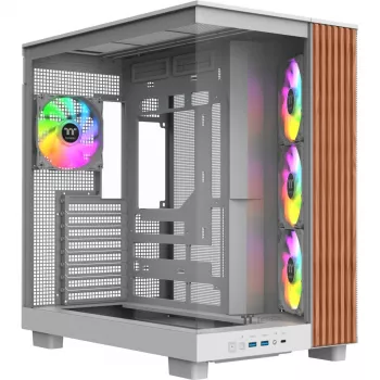 PC korpusas Thermaltake View 380 XL WS ARGB Snow White — Midi bokštas, ATX palaikymas, su langu