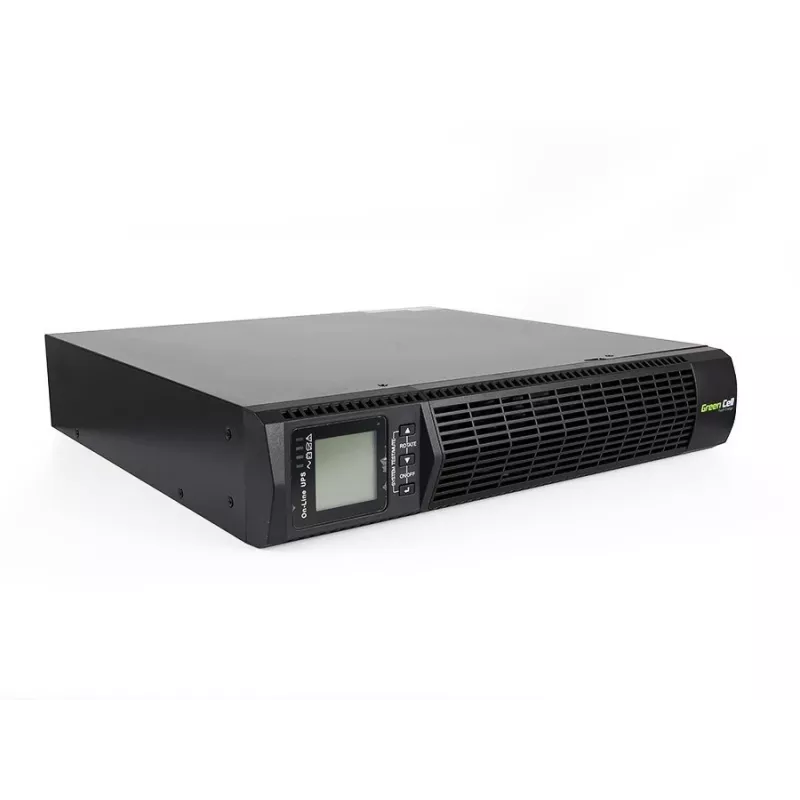 Nepertraukiamo maitinimo šaltinis Green Cell UPS13 — dvigubo keitimo UPS, 1000 VA / 900 W, grynas sinusas, 6 AC lizdai, LCD, 2×12V 9Ah baterijos