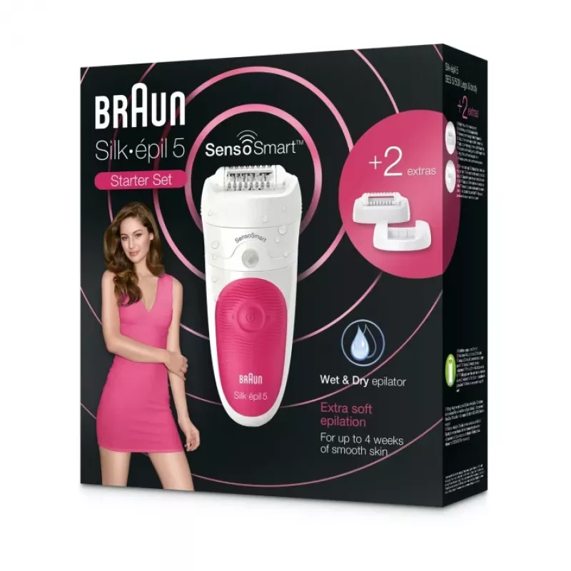 Braun Silk-epil 5 5-500 SensoSmart epiliatorius, rožinis/baltas