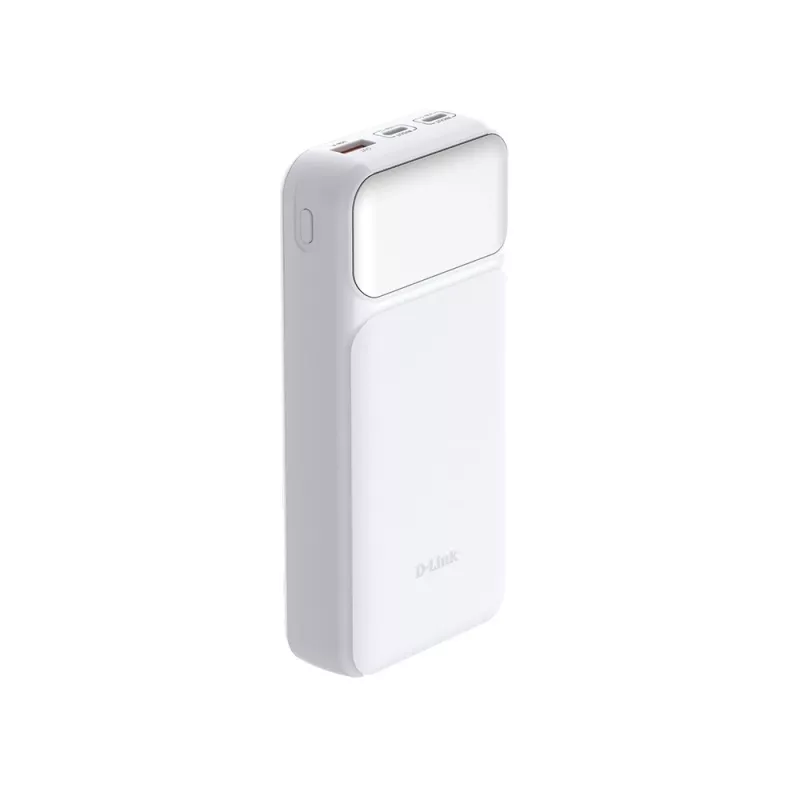 Powerbank D-Link DPP-201 — 20000 mAh, 1× USB-A, 2× USB-C, baltas