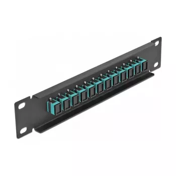 Skaidulinės optikos skydelis DeLOCK 10 col. 12 prievadų SC Simplex aqua 1U juodas