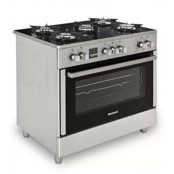 Laisvai pastatoma dujinė-elektrinė viryklė Ravanson KWGE-K90, 5 kaitvietės, 90 cm, inox